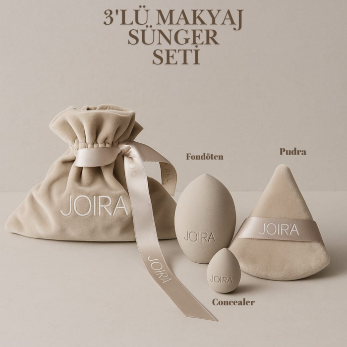 3'lü Makyaj Sünger Seti - Fondöten Süngeri - Concealer Süngeri - Pudra Süngeri